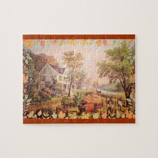 Thanksgiving boeren oogsten thuis legpuzzel (Horizontaal)