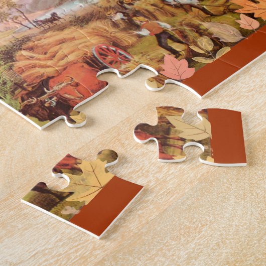 Thanksgiving boeren oogsten thuis legpuzzel (Zijkant)