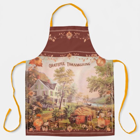 Thanksgiving boeren oogsten thuis schort (Voorkant)