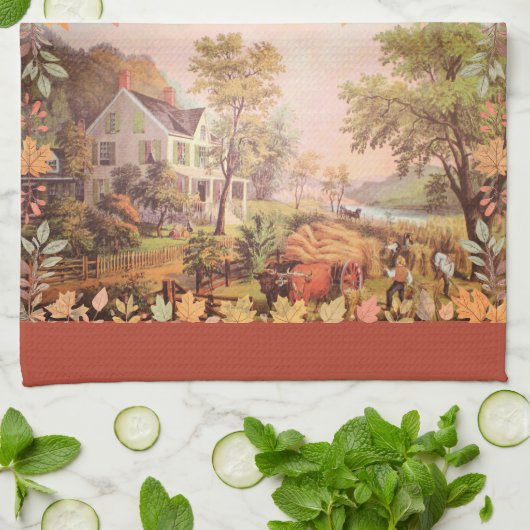 Thanksgiving boeren oogsten thuis theedoek (Gevouwen)