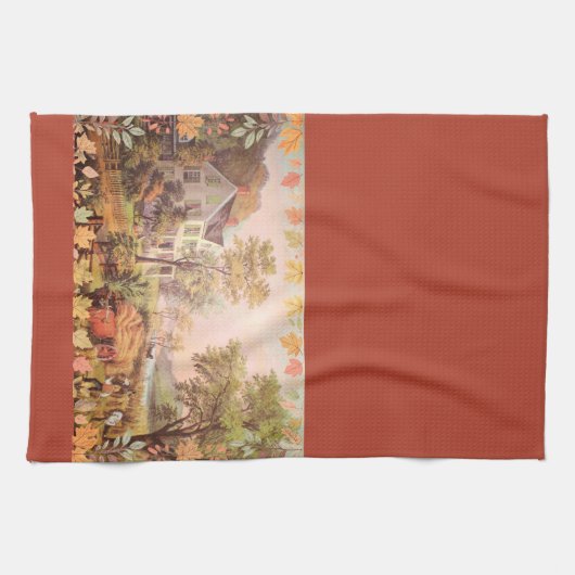 Thanksgiving boeren oogsten thuis theedoek (Horizontaal)