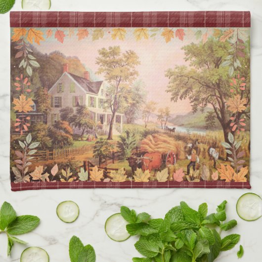 Thanksgiving Boeren Thuisoogst Plaid Theedoek (Gevouwen)