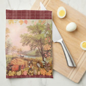Thanksgiving Boeren Thuisoogst Plaid Theedoek (Quarter Fold)