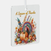 Thanksgiving Boho Kalkoen Aandenken Metalen Ornament (Voorkant Rechts)