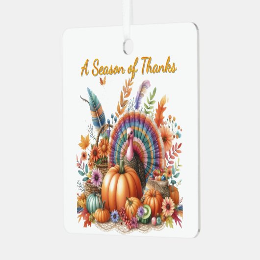 Thanksgiving Boho Kalkoen Aandenken Metalen Ornament (Voorkant links)