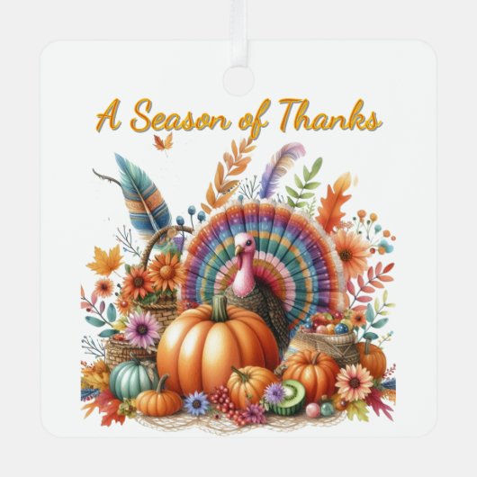 Thanksgiving Boho Kalkoen Aandenken Metalen Ornament (Voorkant)