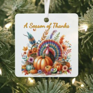 Thanksgiving Boho Kalkoen Aandenken Metalen Ornament