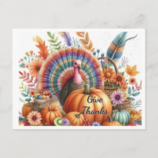 Thanksgiving Boho Tom Kalkoen  Briefkaart (Voorkant)
