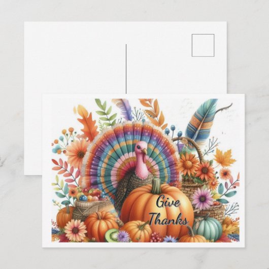 Thanksgiving Boho Tom Turkey Briefkaart (Voorkant / Achterkant)