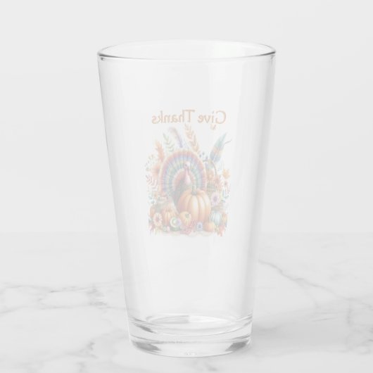 Thanksgiving Boho Turkije Pint Glas (Achterkant)