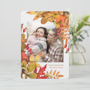 Thanksgiving Bold Botanische Flat Vert Foto Feestdagenkaart