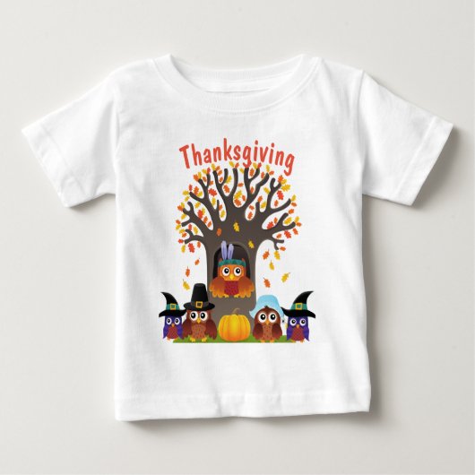 Thanksgiving boom met schattige uil (Voorkant)