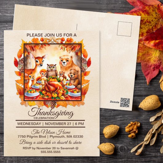 Thanksgiving bosdieren herfstbladeren briefkaart