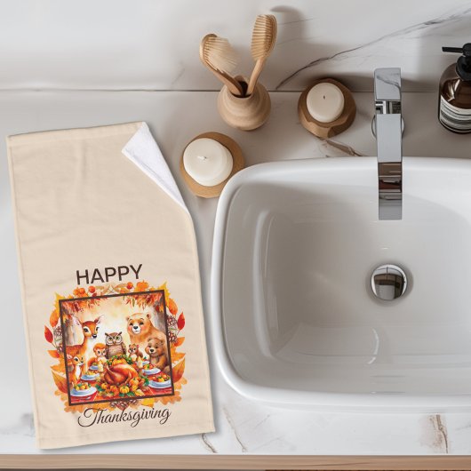 Thanksgiving bosdieren herfstbladeren handdoek