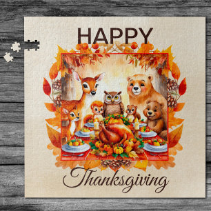 Thanksgiving bosdieren herfstbladeren legpuzzel