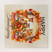 Thanksgiving bosdieren herfstbladeren legpuzzel (Horizontaal)