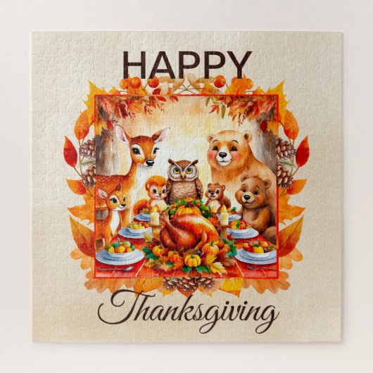 Thanksgiving bosdieren herfstbladeren legpuzzel (Verticaal)