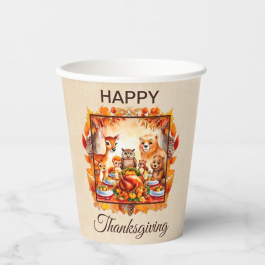 Thanksgiving bosdieren herfstbladeren papieren bekers (Voorkant)