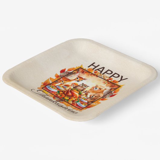 Thanksgiving bosdieren herfstbladeren papieren bordje (Gebogen)