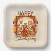 Thanksgiving bosdieren herfstbladeren papieren bordje (Voorkant)