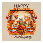 Thanksgiving bosdieren herfstbladeren perfect poster (Voorkant)