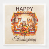 Thanksgiving bosdieren herfstbladeren servet (Voorkant)