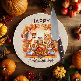 Thanksgiving bosdieren herfstbladeren snijplank