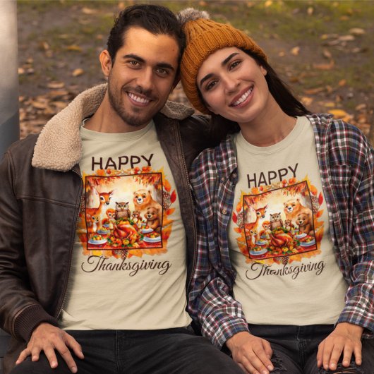 Thanksgiving bosdieren herfstbladeren t-shirt