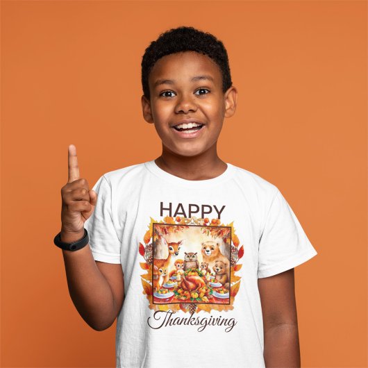 Thanksgiving bosdieren herfstbladeren t-shirt