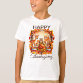 Thanksgiving bosdieren herfstbladeren t-shirt (Voorkant)