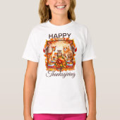 Thanksgiving bosdieren herfstbladeren t-shirt (Voorkant)