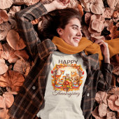 Thanksgiving bosdieren herfstbladeren Tri-Blend shirt