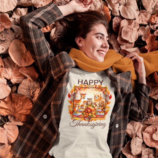 Thanksgiving bosdieren herfstbladeren Tri-Blend shirt