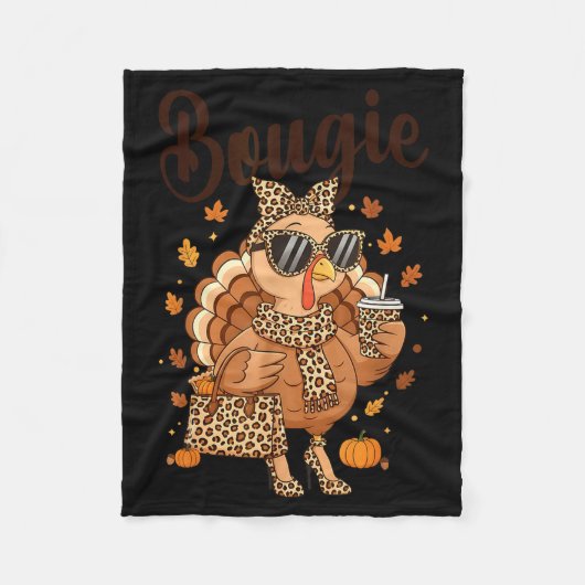 Thanksgiving Bougie Turkey Funny Boujee Women Girl Fleece Deken (Voorkant)