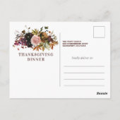 Thanksgiving Bourgondië Rode Briefkaart Uitnodigin (Achterkant)