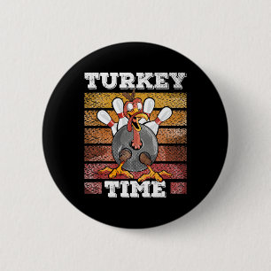 Thanksgiving Bowl Bowler Strike Pin Sport Turkije  Ronde Button 5,7 Cm