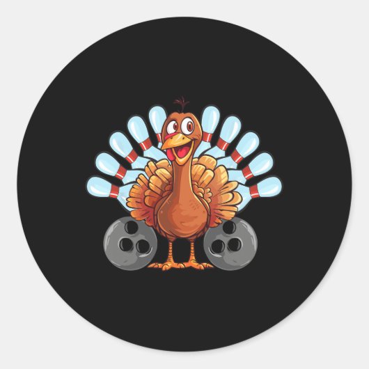 Thanksgiving Bowl Bowler Strike Pin Sport Turkije Ronde Sticker (Voorkant)