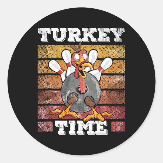 Thanksgiving Bowl Bowler Strike Pin Sport Turkije  Ronde Sticker (Voorkant)