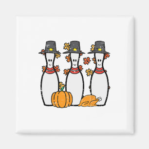Thanksgiving Bowling Pins Funny Herfst Bowler Mann Magneet