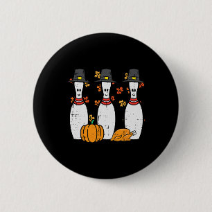 Thanksgiving Bowling Pins Funny Herfst Bowler Mann Ronde Button 5,7 Cm
