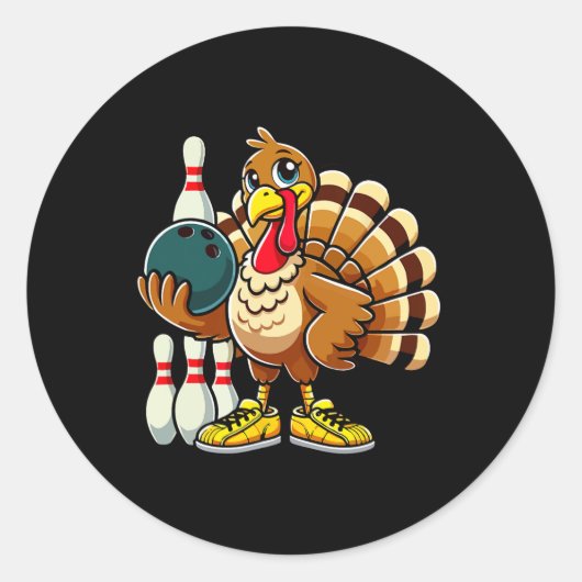 Thanksgiving Bowling Shirt Vrouwen Mannen Funny Tu Ronde Sticker (Voorkant)
