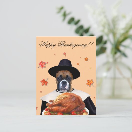 Thanksgiving Boxer Dog briefkaart (Staand voorkant)