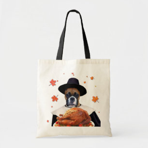 Thanksgiving Boxer Dog canvas tas