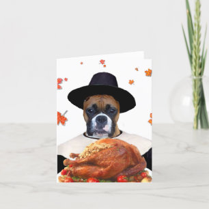 Thanksgiving boxer dog notecard feestdagen kaart
