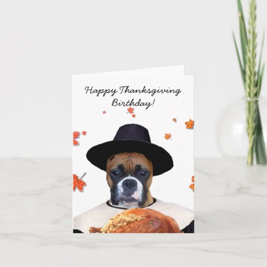 Thanksgiving Boxer Dog Notecardj Feestdagen Kaart (Voorkant)