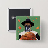 Thanksgiving Boxer Dog Vierkante Button 5,1 Cm (Voorkant /achterkant)