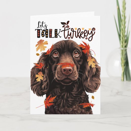 Thanksgiving Boykin Spaniel Dog Lets Talk Turkije Feestdagen Kaart (Voorkant)