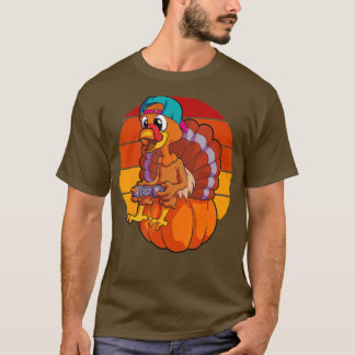 Thanksgiving boys Mannen Gaming Gift pomkin T-shirt