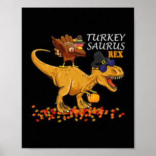 Thanksgiving Boys Turkije Saurus T Rex Dino Kinder Poster