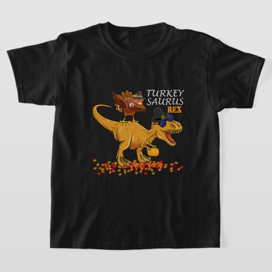 Thanksgiving Boys Turkije Saurus T Rex Dino Kinder T-shirt (Laagn)